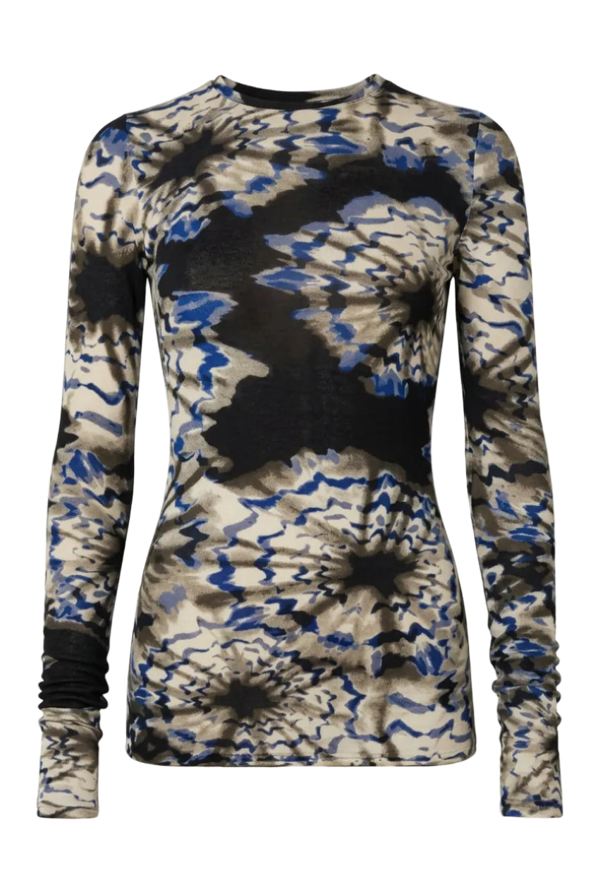 BCBGMAXAZRIA Blue Combo Knit Top - Runway Catalog