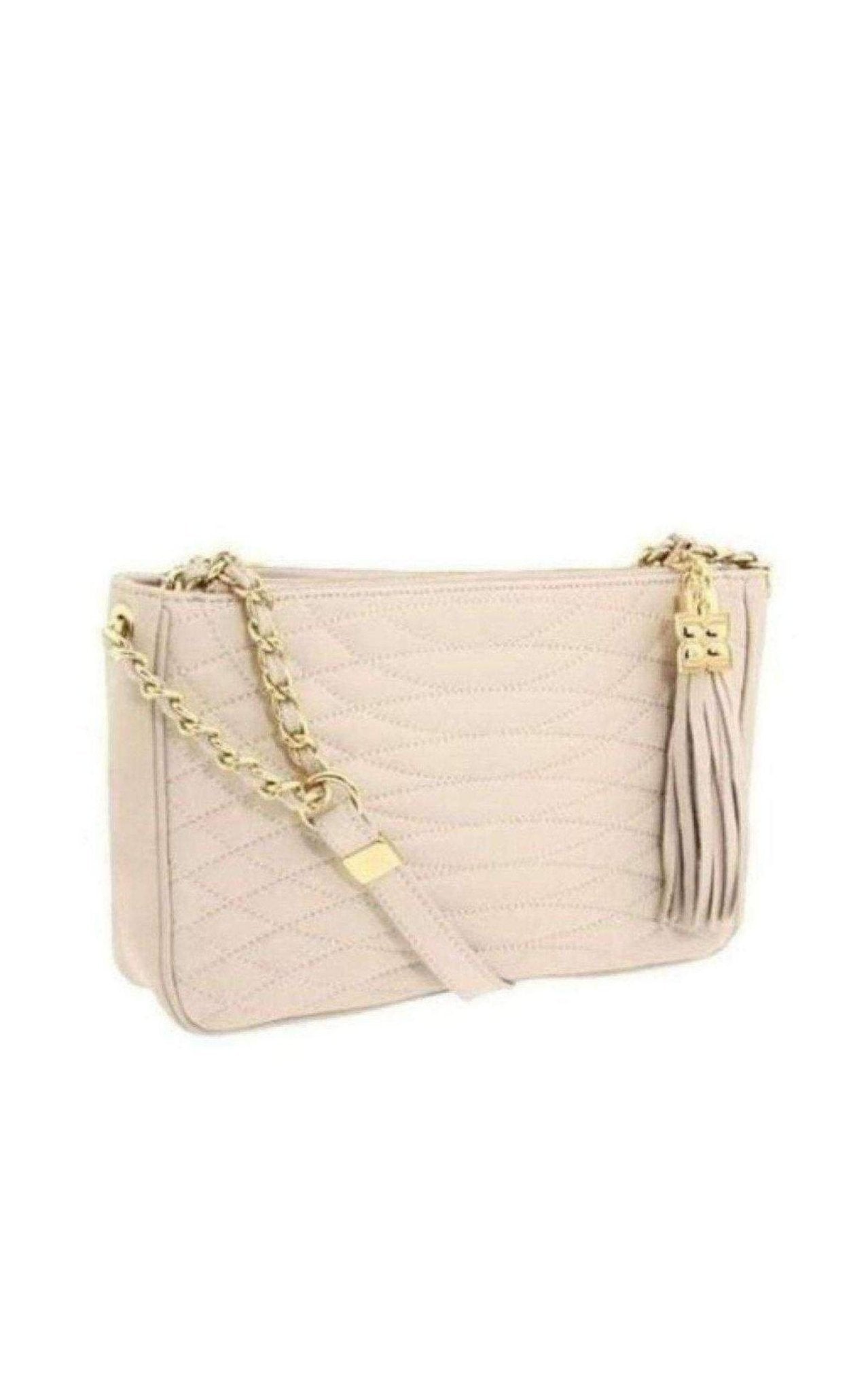 BCBGMAXAZRIA Bridget Beige Quilted Faux Leather Shoulder Bag