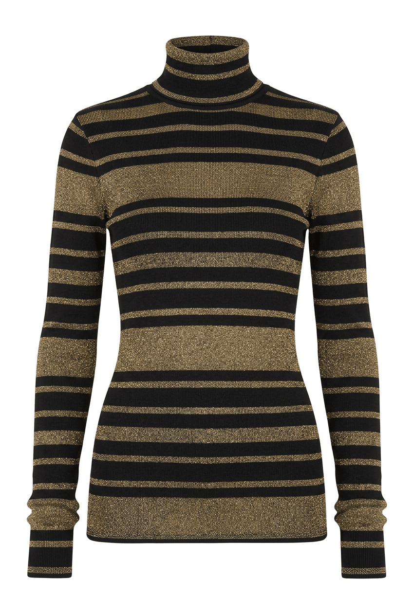 BCBGMAXAZRIA Brinne Black And Gold Combo Tee - Runway Catalog