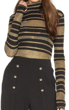 BCBGMAXAZRIA Brinne Black And Gold Combo Tee - Runway Catalog
