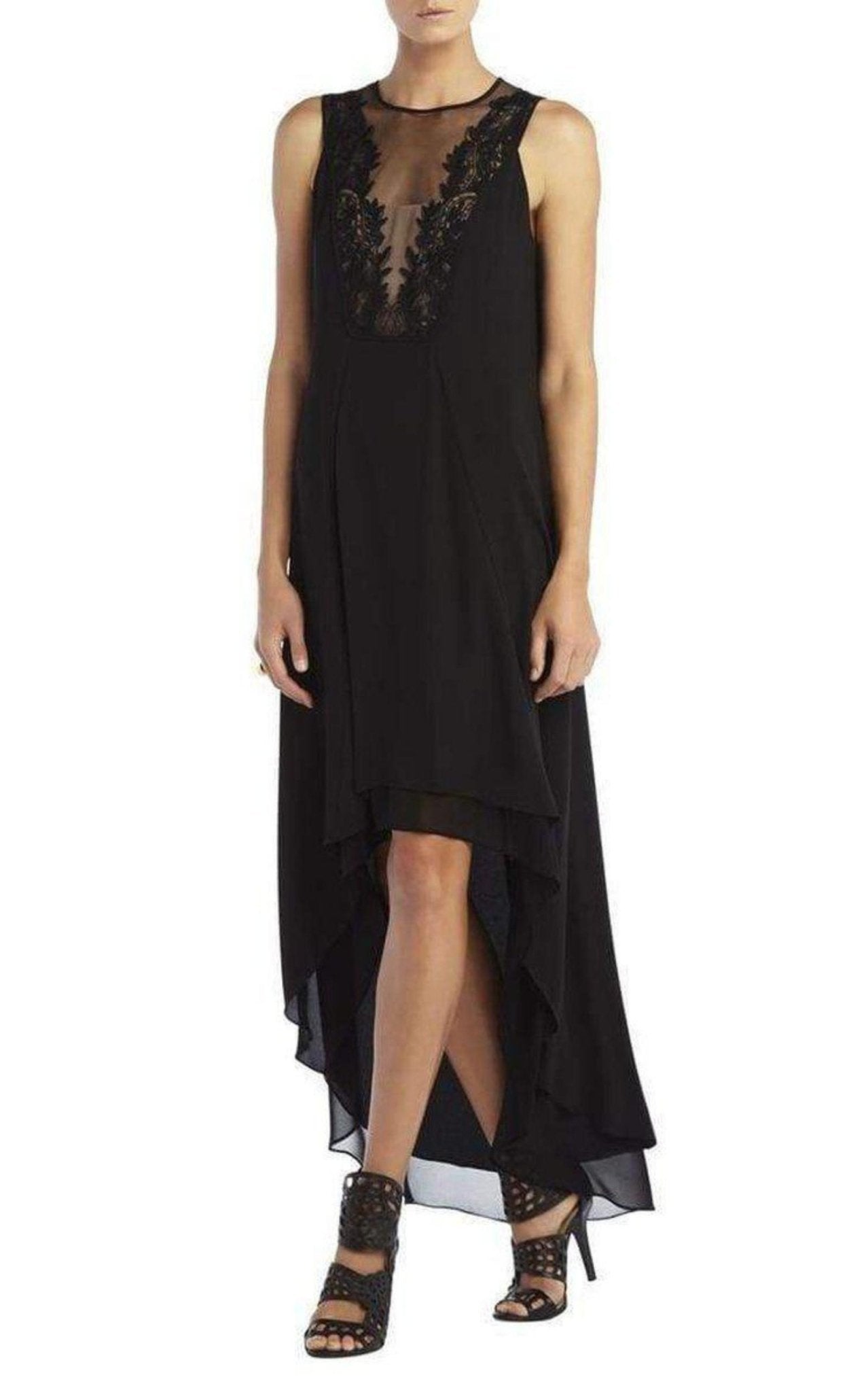 BCBGMAXAZRIA Cassidy Sleeveless Embroidered Lace Yoke Dress - Runway Catalog