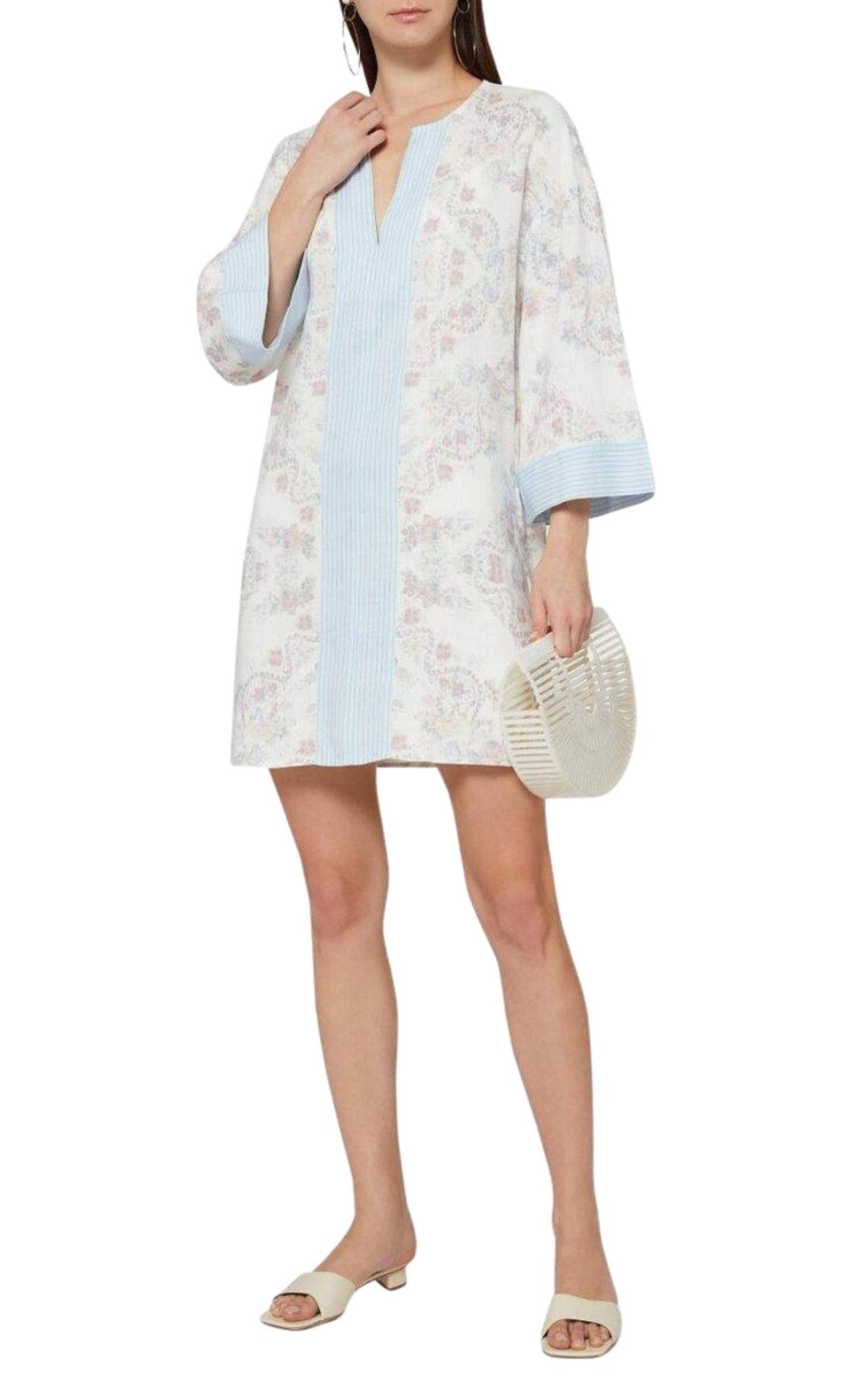 BCBGMAXAZRIA Contrast Trim Floral Print Tunic Dress