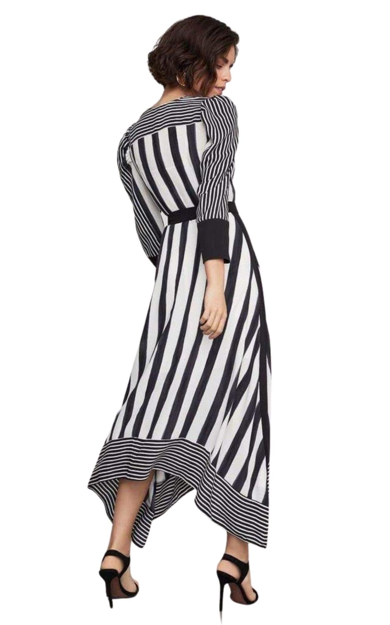 BCBGMAXAZRIA Costa Stripe Faux Wrap Dress - Runway Catalog