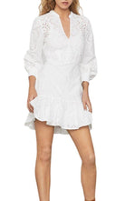BCBGMAXAZRIA Cotton Eyelet Ruffle Shirt Dress - Runway Catalog