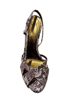 BCBGMAXAZRIA Criss Cross Snake Print Leather Sandals - Runway Catalog