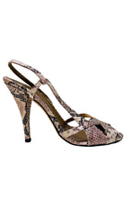 BCBGMAXAZRIA Criss Cross Snake Print Leather Sandals - Runway Catalog