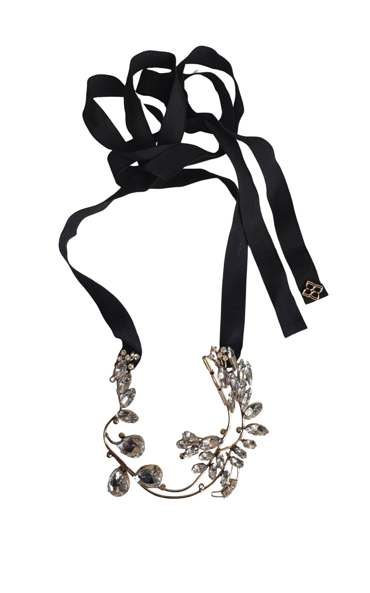 BCBG Max Azria Crystal Floral Ribbon Necklace
