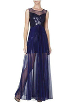 BCBGMAXAZRIA Cynthia Sequinned Detail Sunburst Pleated Gown - Runway Catalog