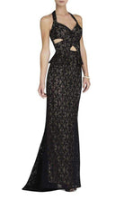 BCBGMAXAZRIA Daga Cutout Halter Black Gown Dress - Runway Catalog