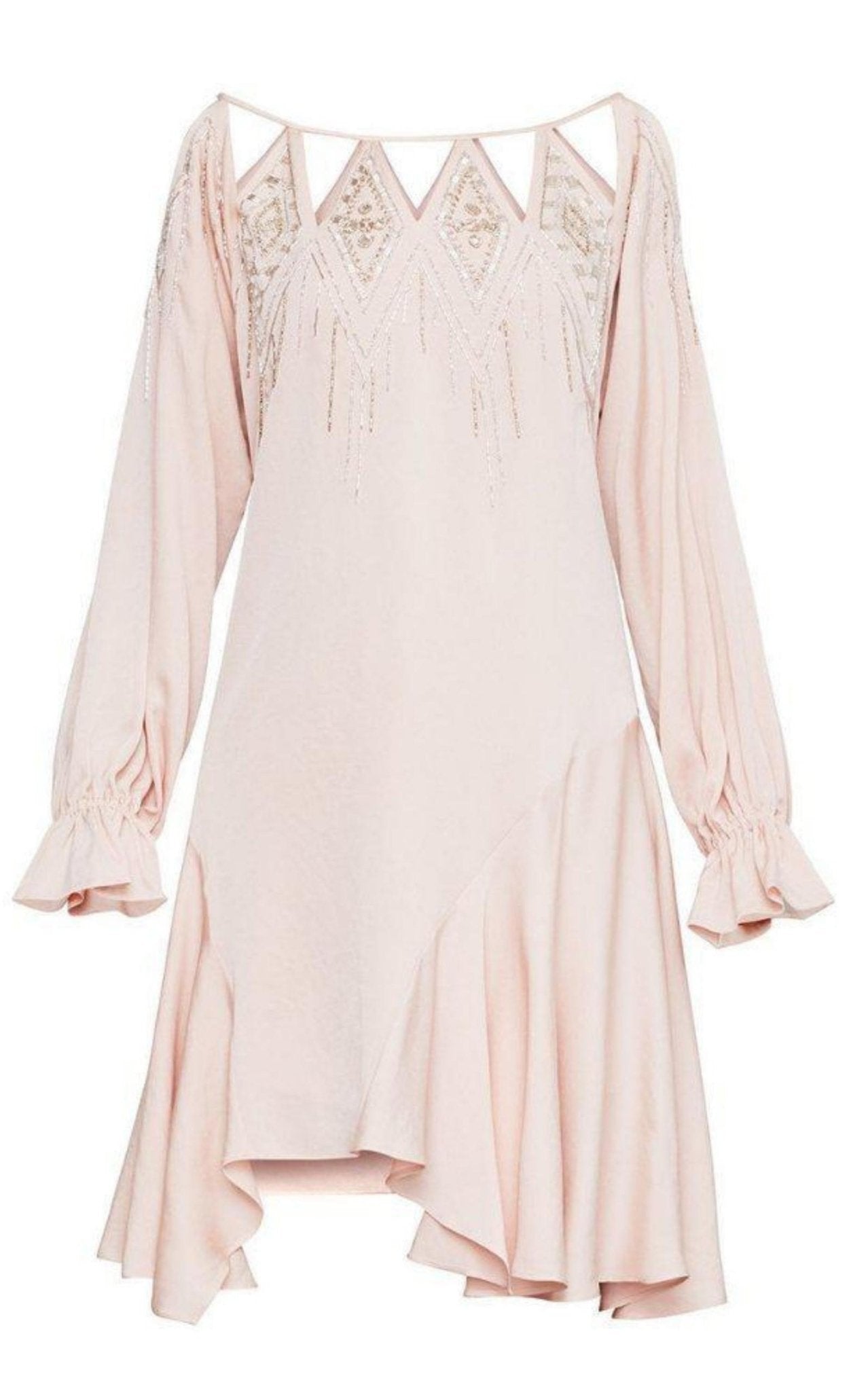 BCBGMAXAZRIA Embellished Cutout-Neck Drop-Waist Dress