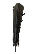 BCBGMAXAZRIA Emily Black Leather Buckles Boots - Runway Catalog