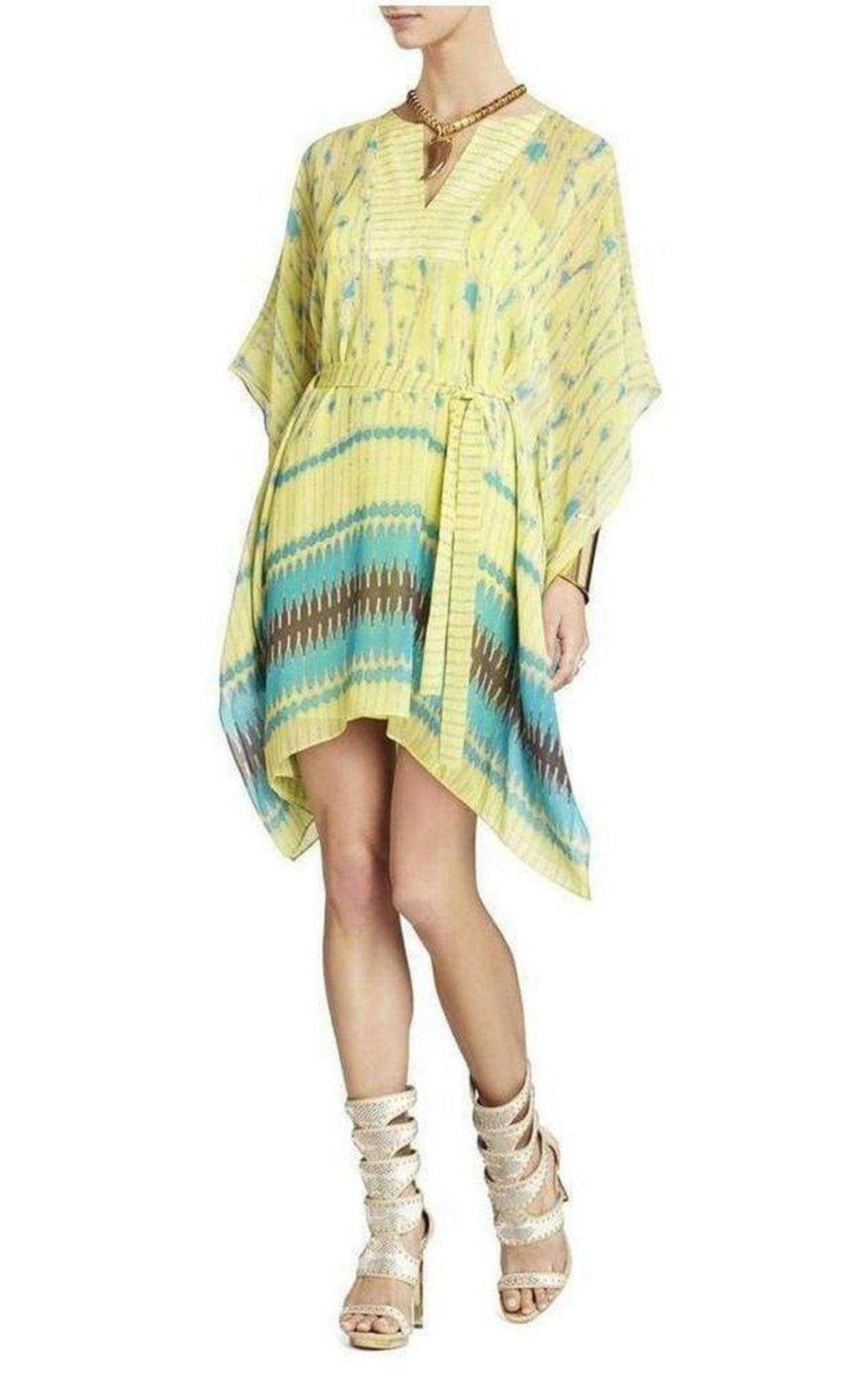 BCBGMAXAZRIA Eva Scarf Print Lemongrass Dress - Runway Catalog