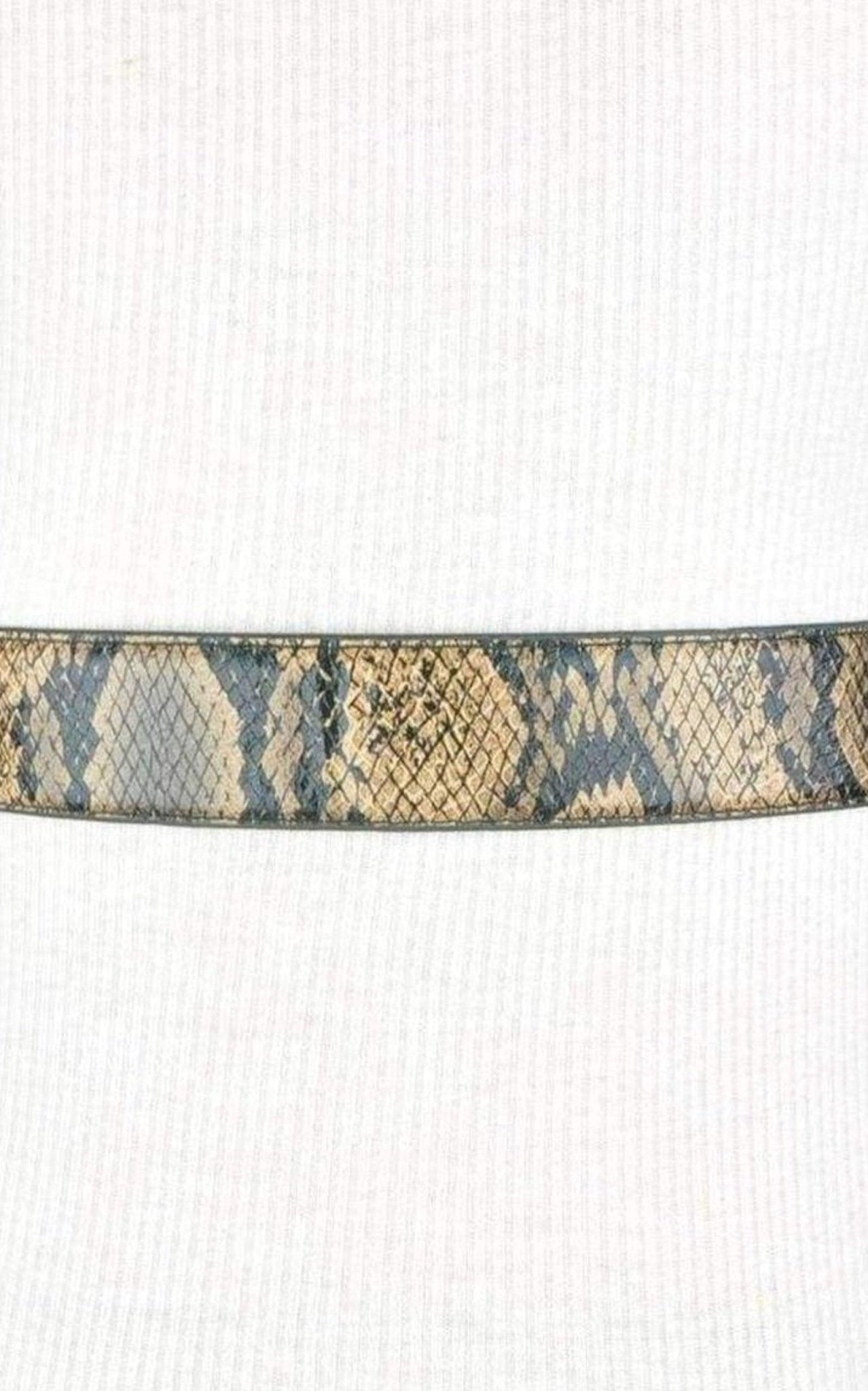 BCBGMAXAZRIA Faux Snake Leather Metallic Chain Toggle Belt - Runway Catalog
