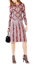 BCBGMAXAZRIA Floral Embroidered Midi Skirt - Runway Catalog