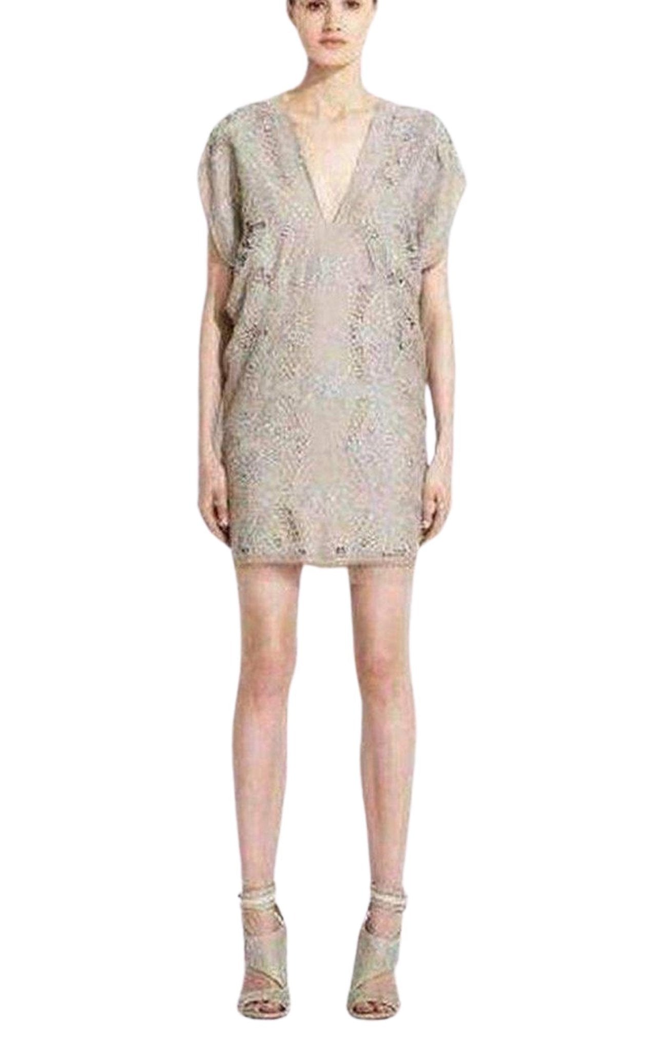 BCBGMAXAZRIA Freja Runway Organza Lace Beige Dress XS