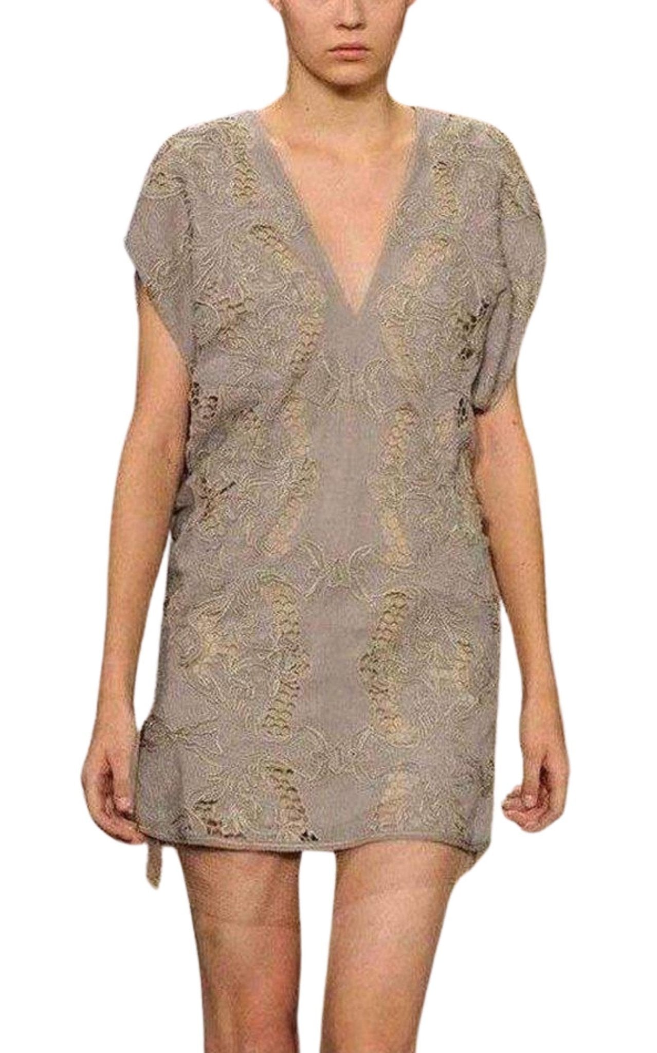 BCBGMAXAZRIA Freja Organza Lace Beige Dress - Runway Catalog