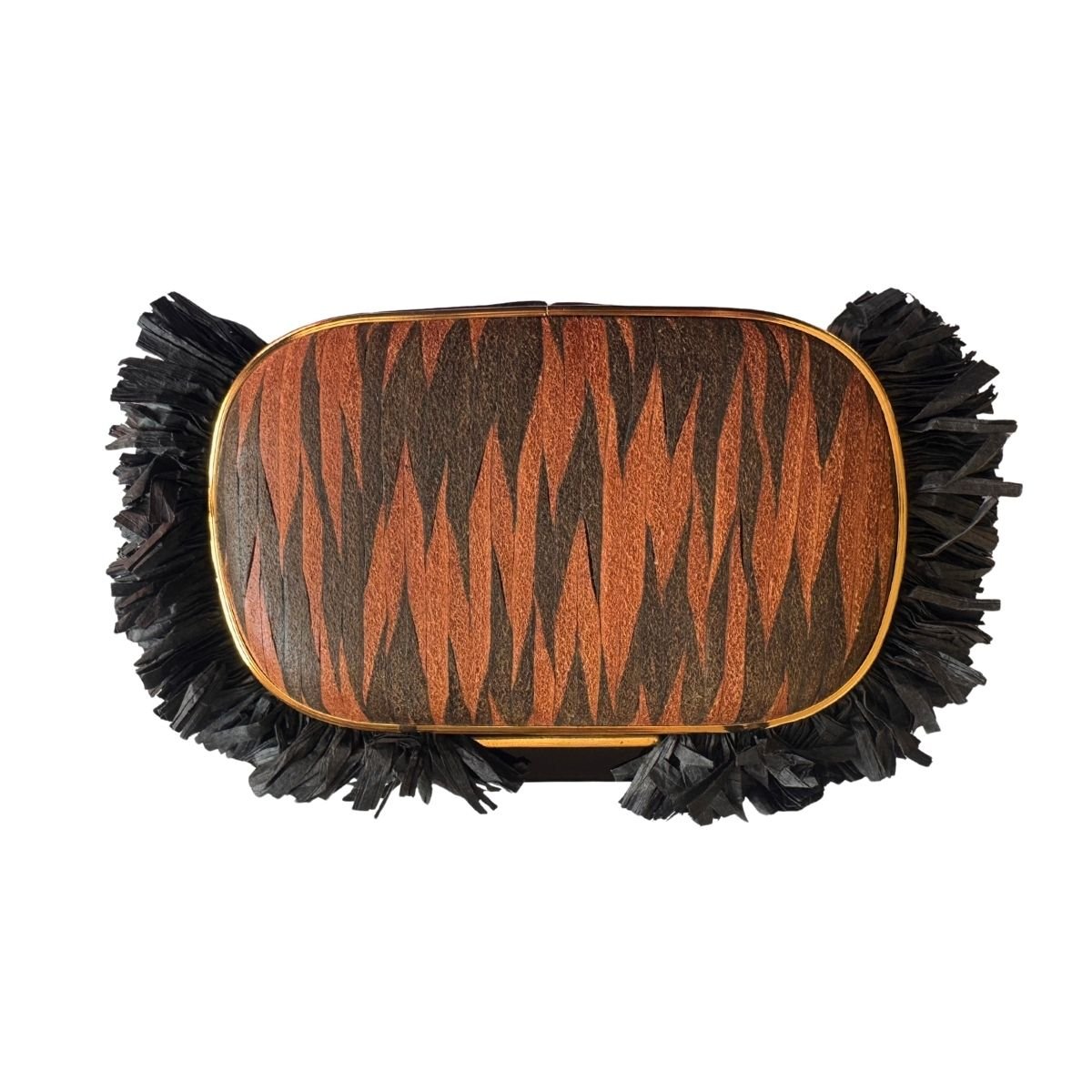 BCBGMAXAZRIA Fringed Tiger - Print Satin Clutch with Chain - Runway Catalog