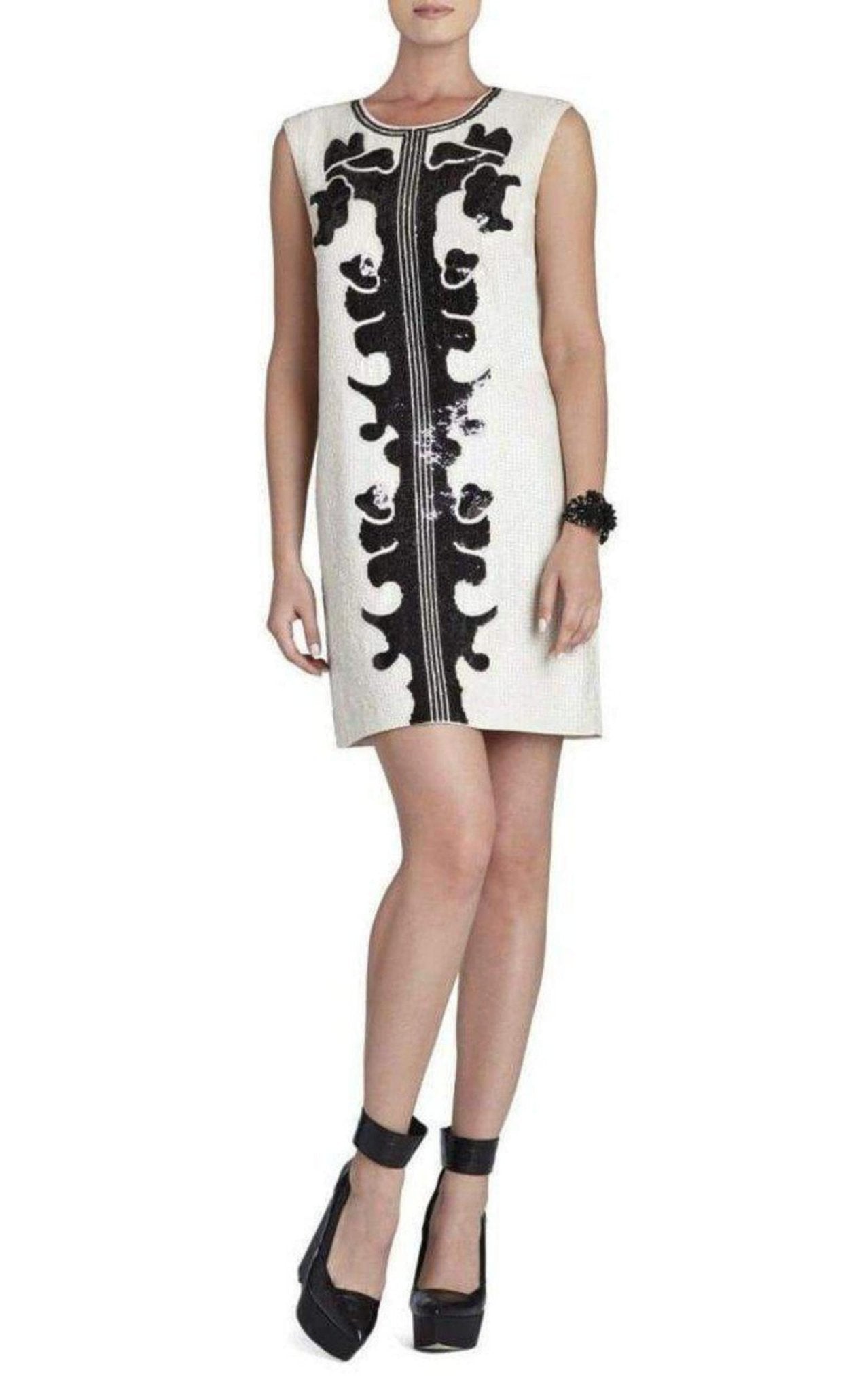 BCBGMAXAZRIA Geri Sequin Motif Shift Dress - Runway Catalog