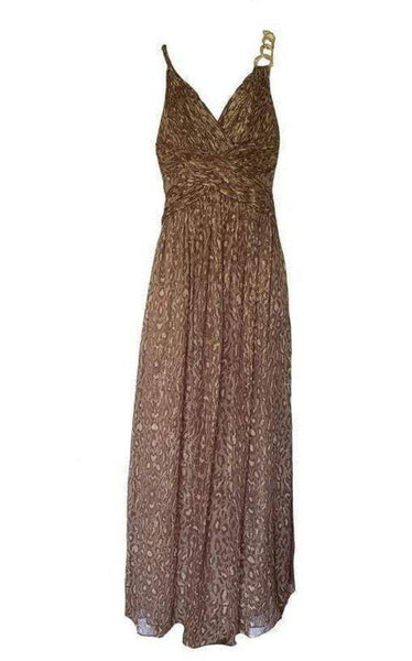 BCBGMAXAZRIA Gold Leopard Print Silk Gown Dress – Runway Catalog