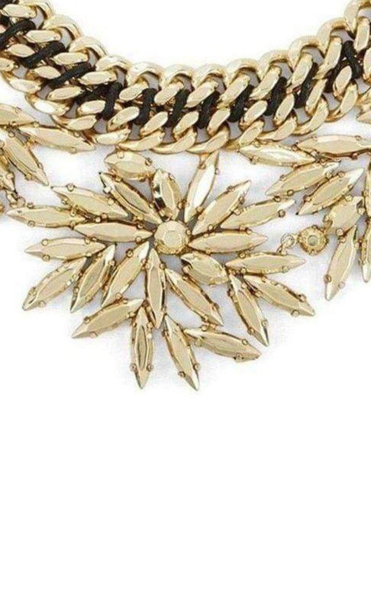 BCBGMAXAZRIA Gold Woven Leaf Necklace - Runway Catalog