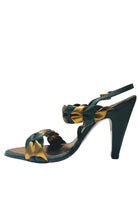 BCBGMAXAZRIA Green Gold Braided Leather Sandals - Runway Catalog