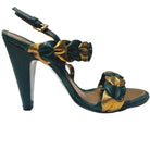 BCBGMAXAZRIA Green Gold Braided Leather Sandals - Runway Catalog