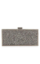 BCBGMAXAZRIA Gunmetal Ariana Rock Crystal Hard Clutch - Runway Catalog