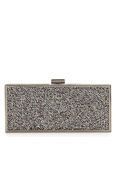 BCBGMAXAZRIA Gunmetal Ariana Rock Crystal Hard Clutch - Runway Catalog