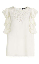 BCBGMAXAZRIA Haidee Flutter - Sleeve Cutout Embroidered Top - Runway Catalog