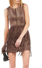 BCBGMAXAZRIA Hamin Fringe Faux Suede Vest Dress - Runway Catalog