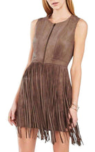 BCBGMAXAZRIA Hamin Fringe Faux Suede Vest Dress - Runway Catalog