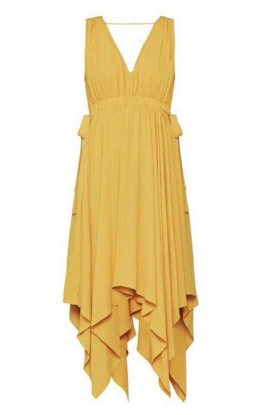 bcbg yellow ruffle dress Bcbgmaxazria Asymmetric Tiered Midi MSRP 4 / Golden Complete the look with nude heels and a clutch Light Yellow Maxi Dress -