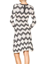 BCBGMAXAZRIA Keeley Jacquard Zigzag Sweater Silk Blend Dress - Runway Catalog