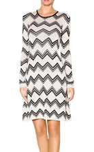 BCBGMAXAZRIA Keeley Jacquard Zigzag Sweater Silk Blend Dress - Runway Catalog