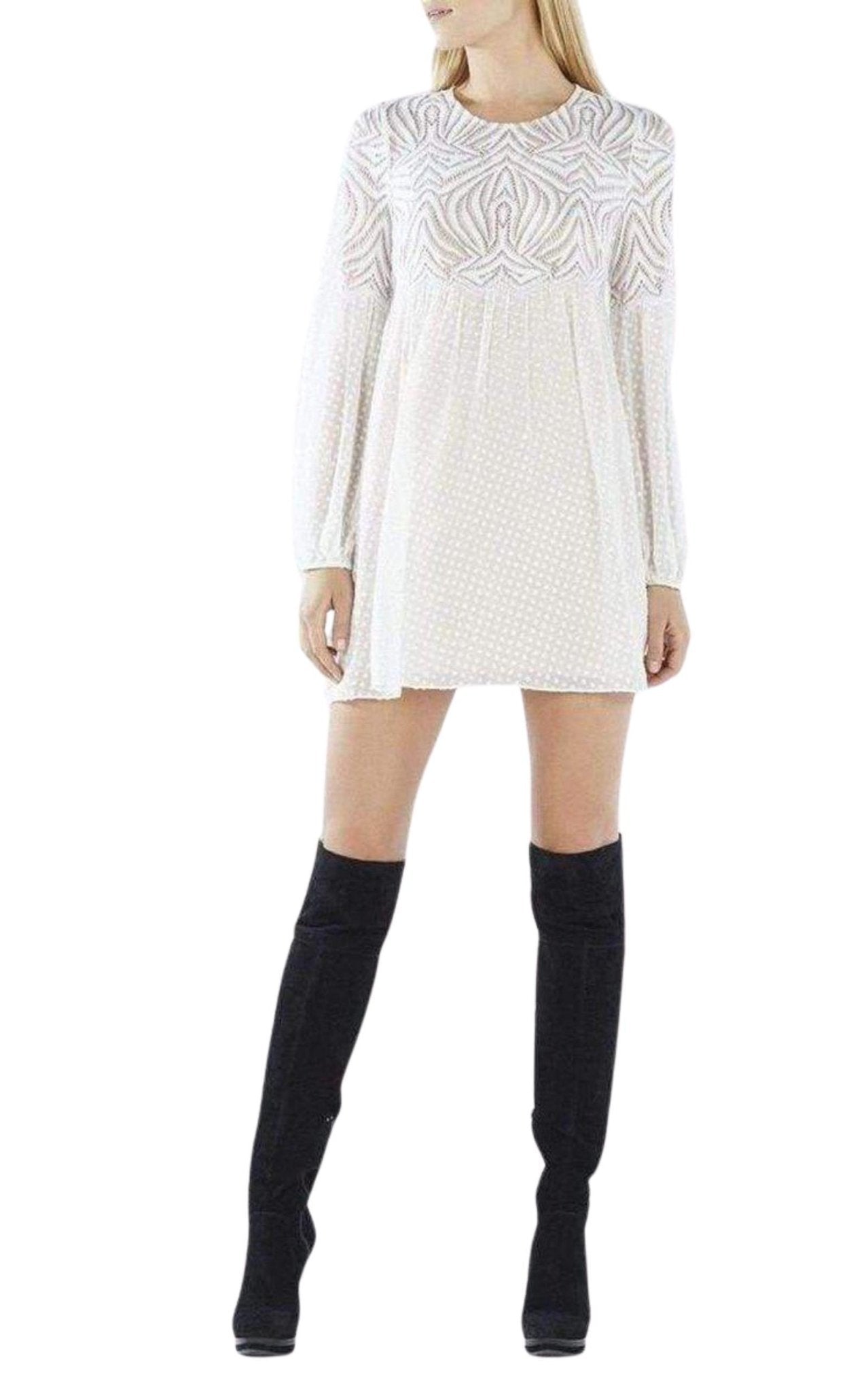 BCBGMAXAZRIA Kitra Lace Peasant Dress - Runway Catalog