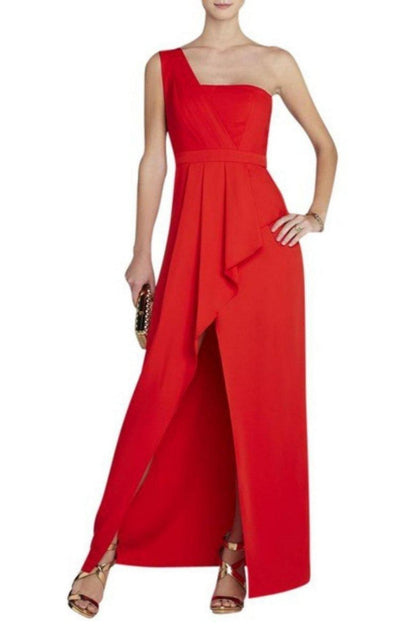 BCBGMAXAZRIA Kristine One - Shoulder Peplum Gown - Runway Catalog