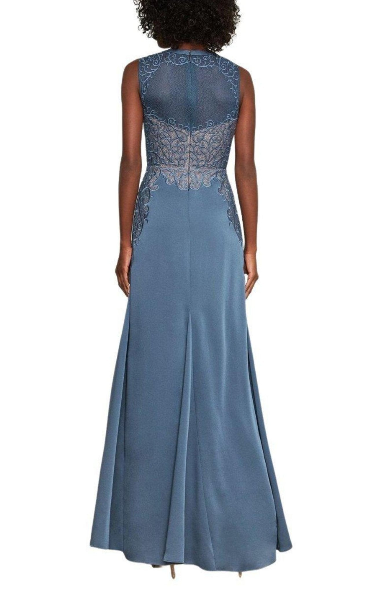 BCBGMAXAZRIA Lace Embroidered Satin Gown