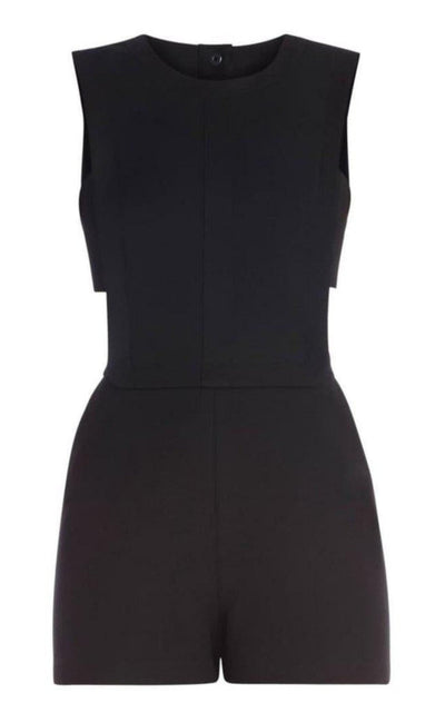 BCBGMAXAZRIA Leni Bib Front Black Romper - Runway Catalog