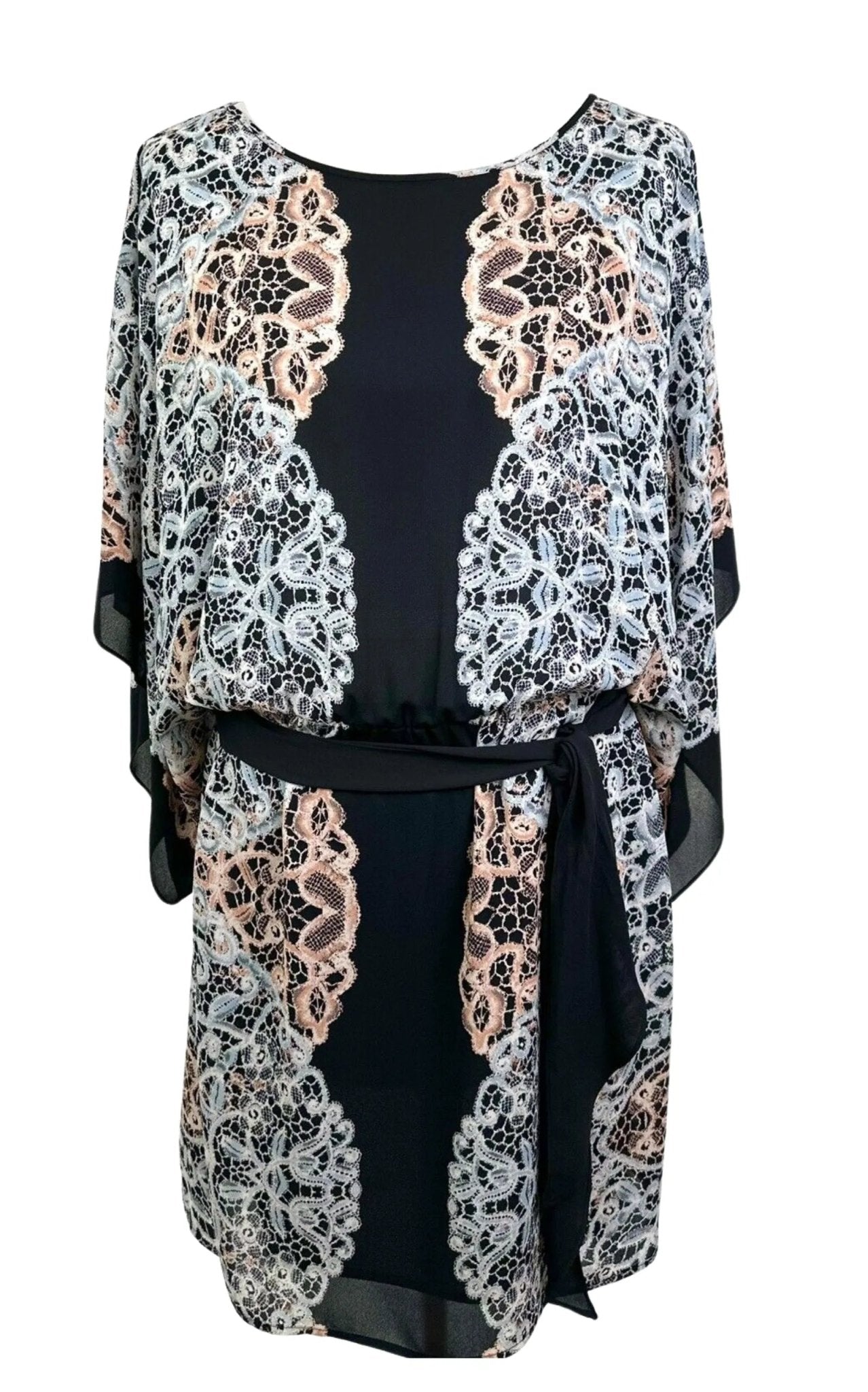 BCBGMAXAZRIA Black Combo Kimono Dress