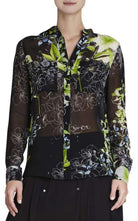 BCBGMAXAZRIA Loora Printed Long - Sleeve Silk Blouse - Runway Catalog