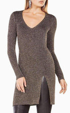 BCBGMAXAZRIA Macki Metallic V - Neck Tunic Dress - Runway Catalog