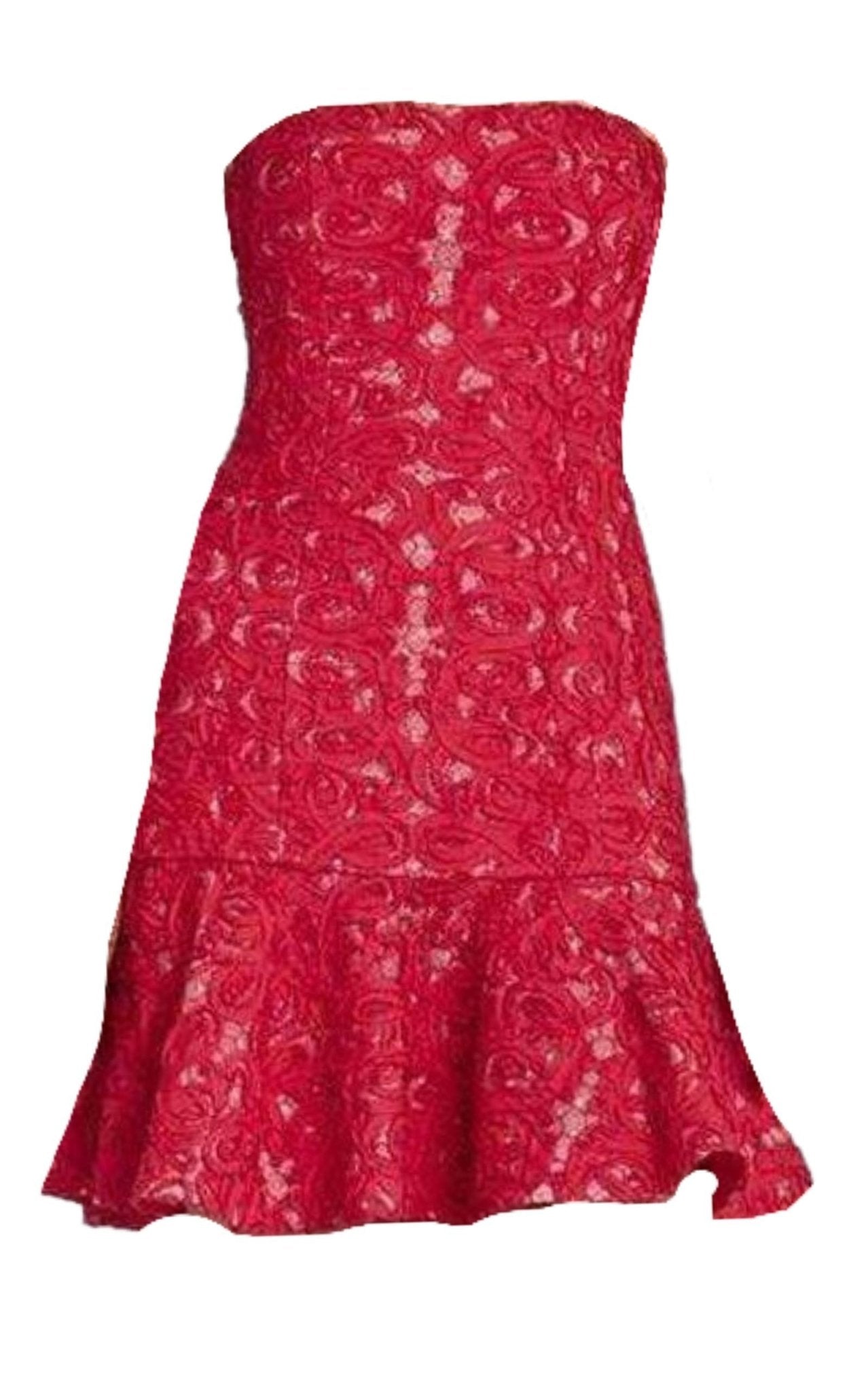 BCBGMAXAZRIA Marina Strapless Ruffle-Hem Dress