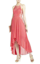BCBGMAXAZRIA Maryella Deep Coral Pleat and Lace Dres - Runway Catalog