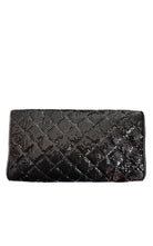 BCBG Maxazria black metal mesh quilted chain clutch bag