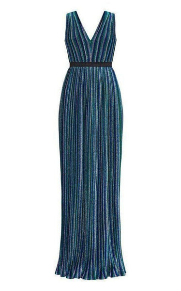 bcbgmaxazria metallic striped handkerchief dress BCBGMAXAZRIA Metallic Pleated Gown – Runway Catalog