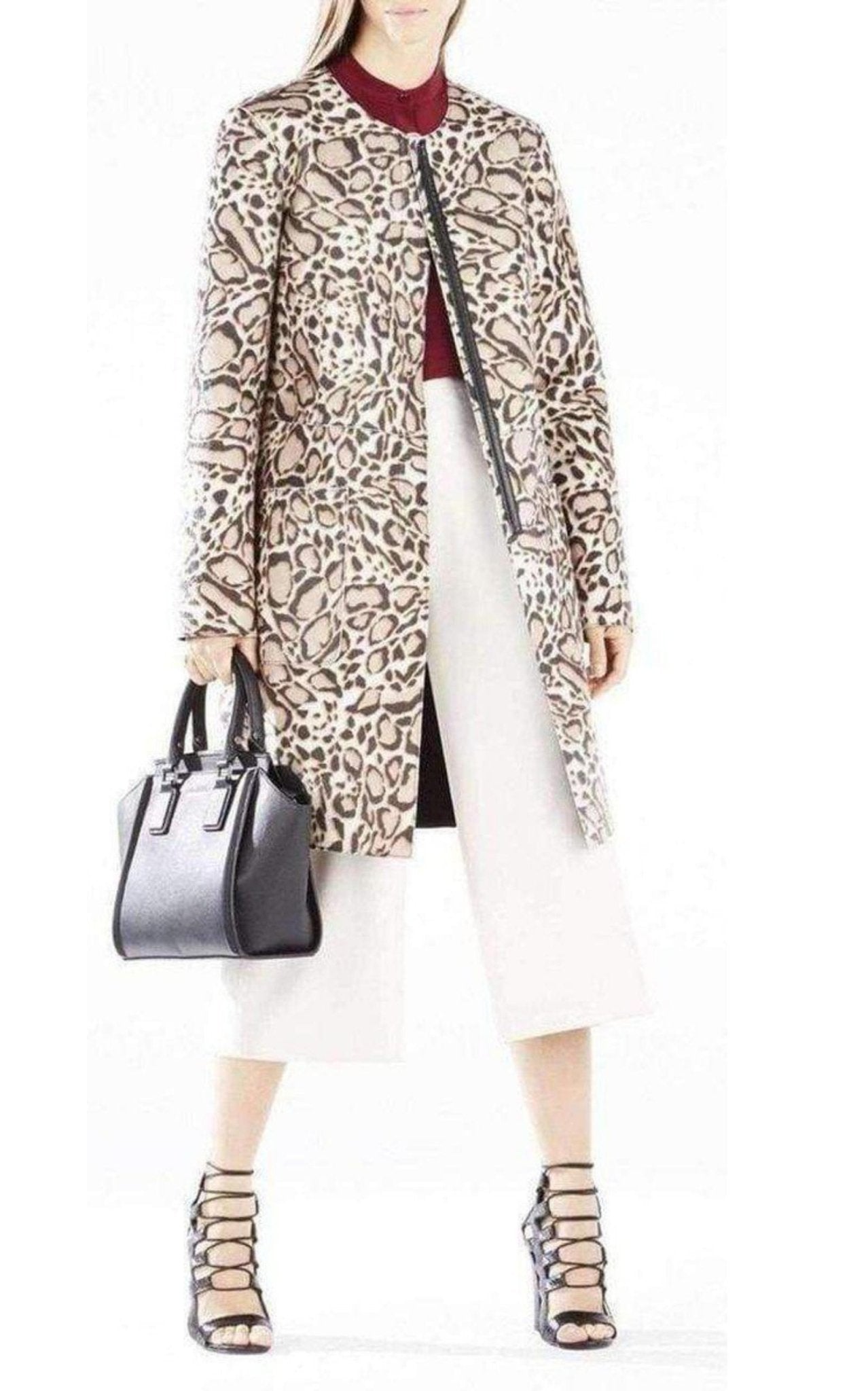 BCBGMAXAZRIA Mickie Ocelot Print Faux - Fur Coat - Runway Catalog