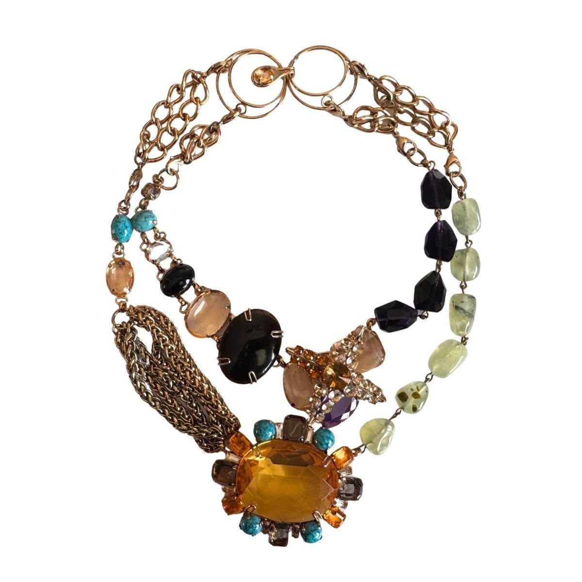 BCBGMAXAZRIA Multicolor Natural Gemstone Statement Necklace - Runway Catalog