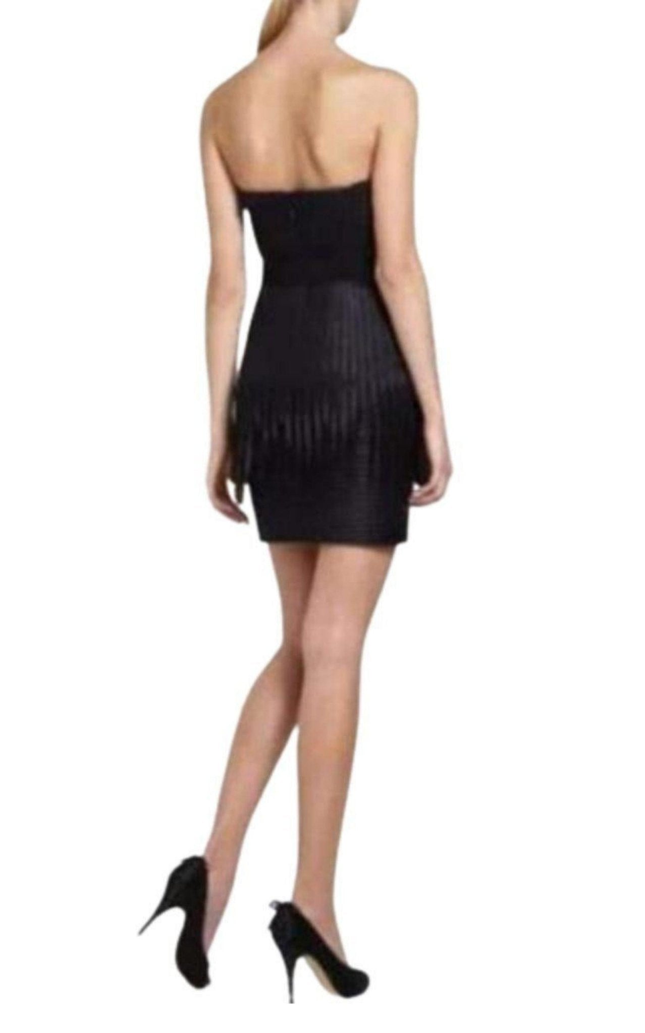 BCBGMAXAZRIA Navy Eliot Strapless Fringe Dress