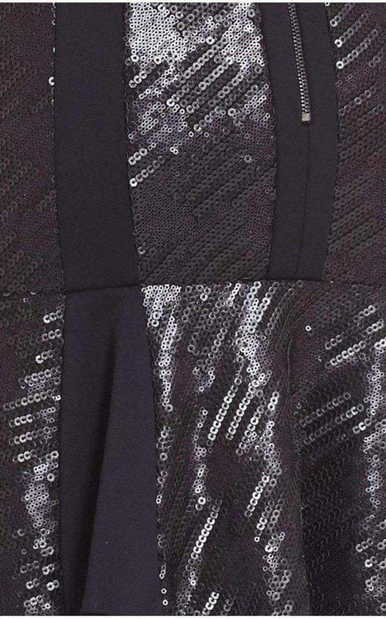 BCBGMAXAZRIA Noelle Fitted Sequin Flounce Dress - Runway Catalog