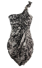 BCBGMAXAZRIA One shoulder Animal Print Silk Dress - Runway Catalog